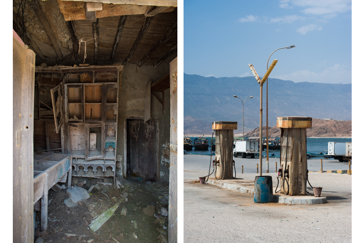 old souq and desert petrol bowser, Mirbat