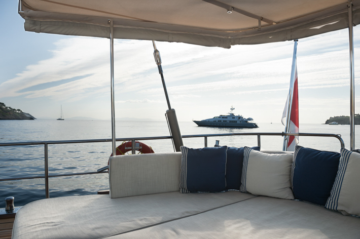 Day bed on rear deck.