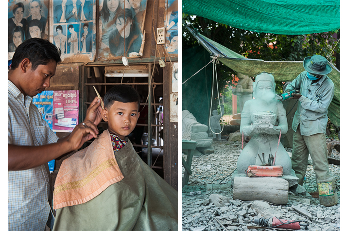 barbershop, stone carving