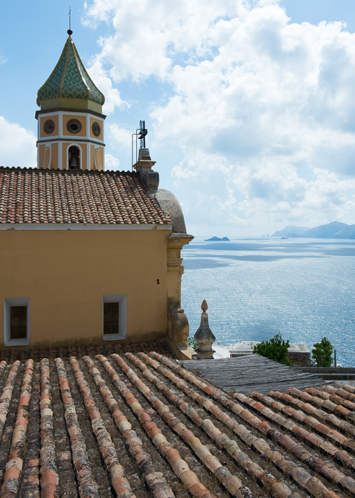 church at Priano, Capri in the extreme distance