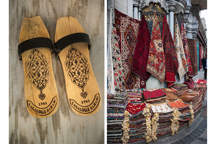 hamam sandals, rugs