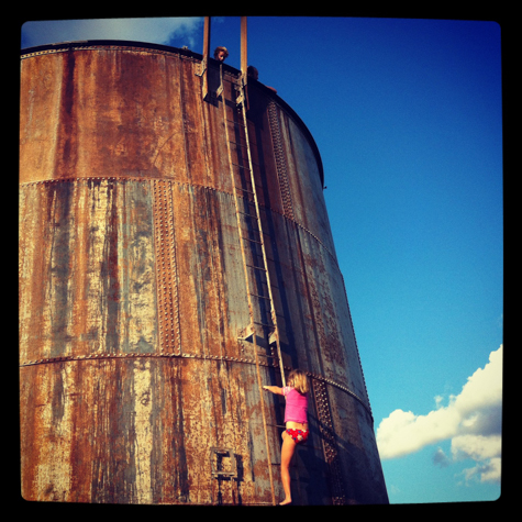 swimming in the water tank off Casa Piedra