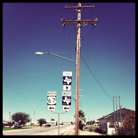 from Presidio take 67 North to Marfa