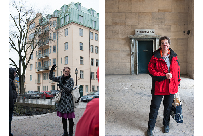 Asa outside Lisbeth's apt, Lisa Lotte at police h.q.